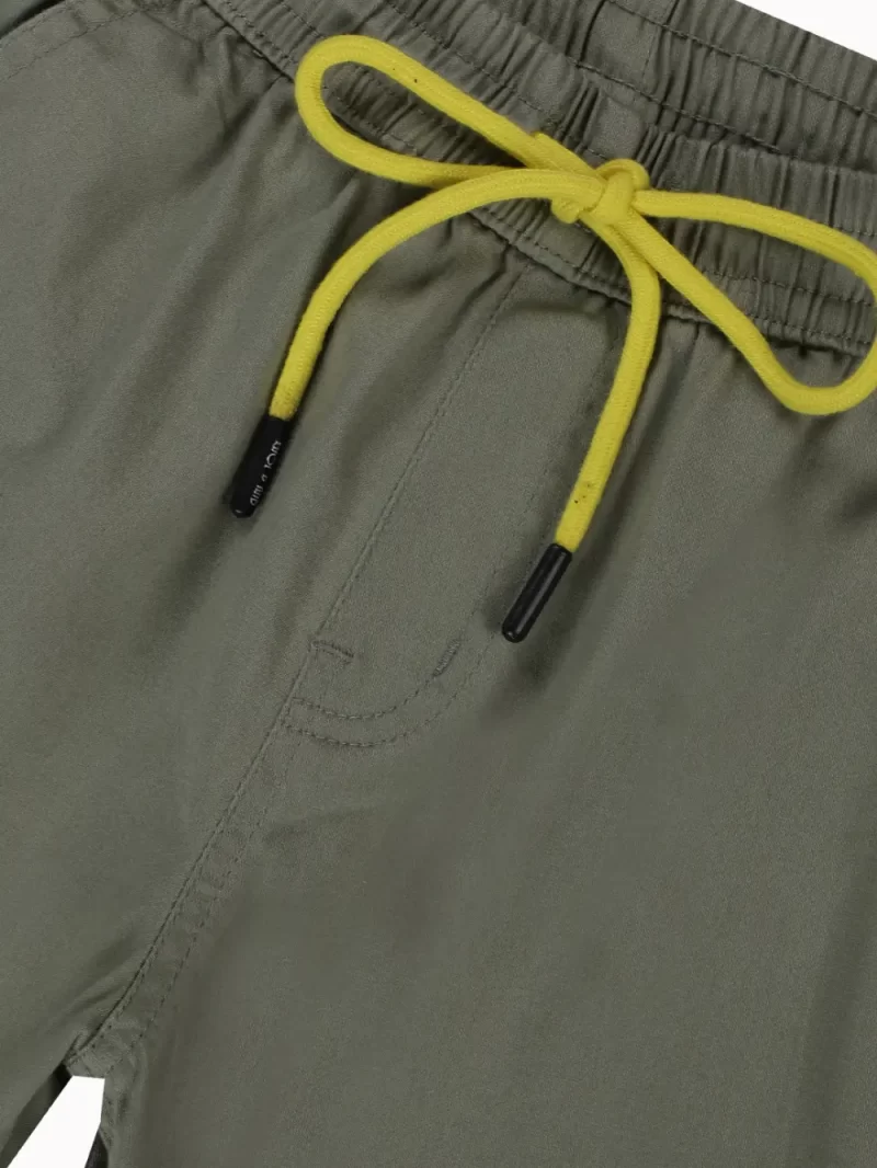 Gini And Jony Boys Olive Solid Cotton Bermuda Elasticated