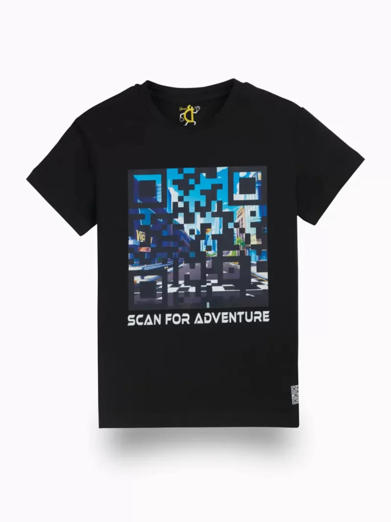 Gini And Jony Boys Black Digital Print Cotton T-Shirt Half Sleeves