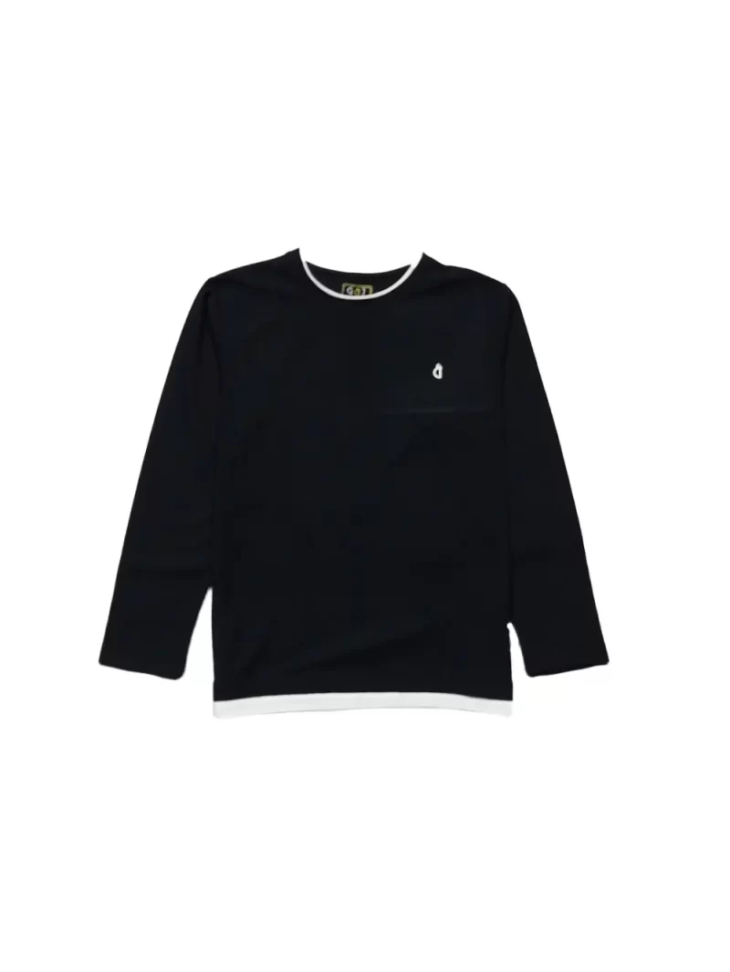 Gini And Jony Boys Black Brand Logo Cotton T-Shirt Full Sleeves