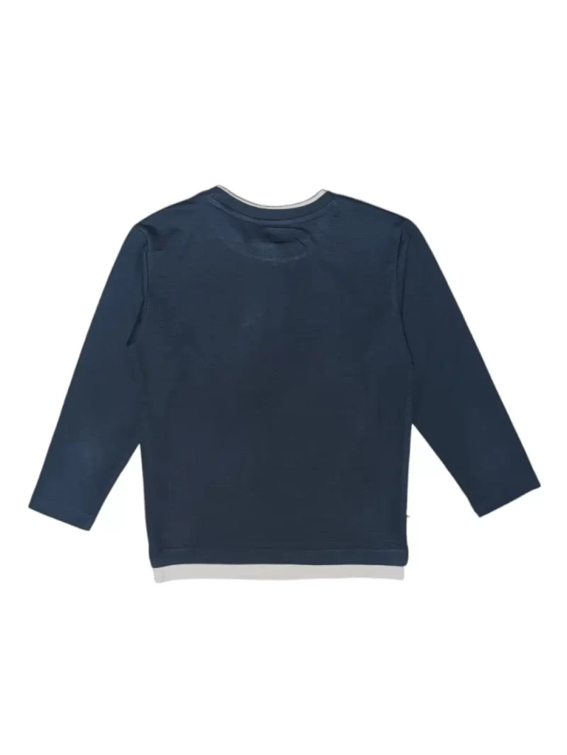 Gini And Jony Boys Teal Textured Print Cotton T-Shirt Full Sleeves