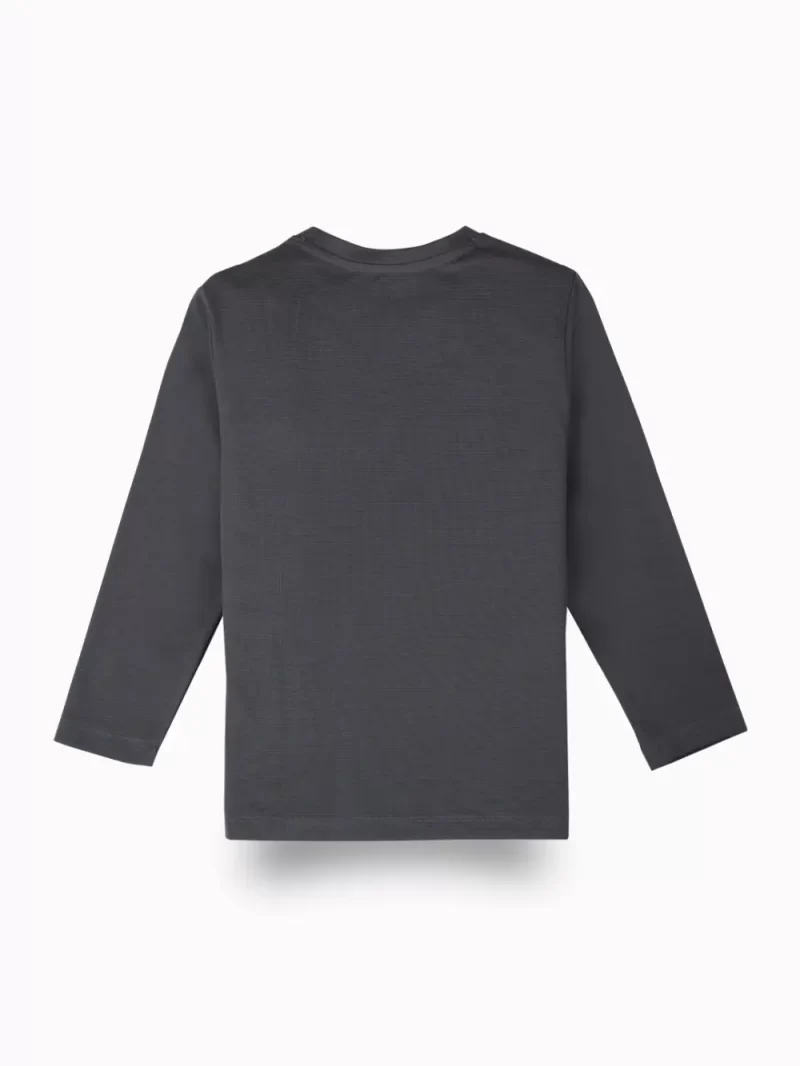 Gini And Jony Boys Grey Typographic Print Cotton T-Shirt Full Sleeves