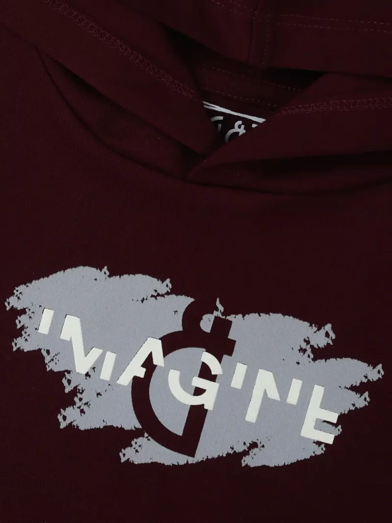 Gini And Jony Boys Burgundy Graphic Print Cotton T-Shirt Half Sleeves