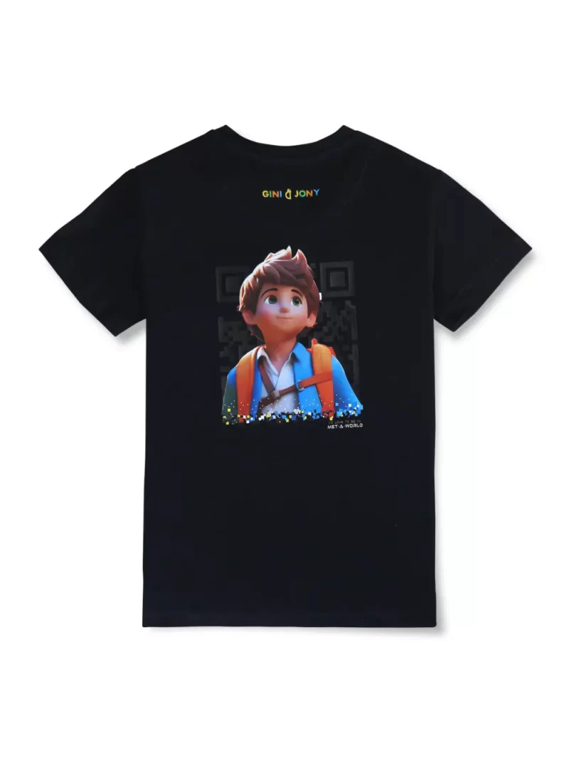 Gini And Jony Boys Navy Blue Digital Print Cotton Single Jersey T-Shirt Half Sleeves