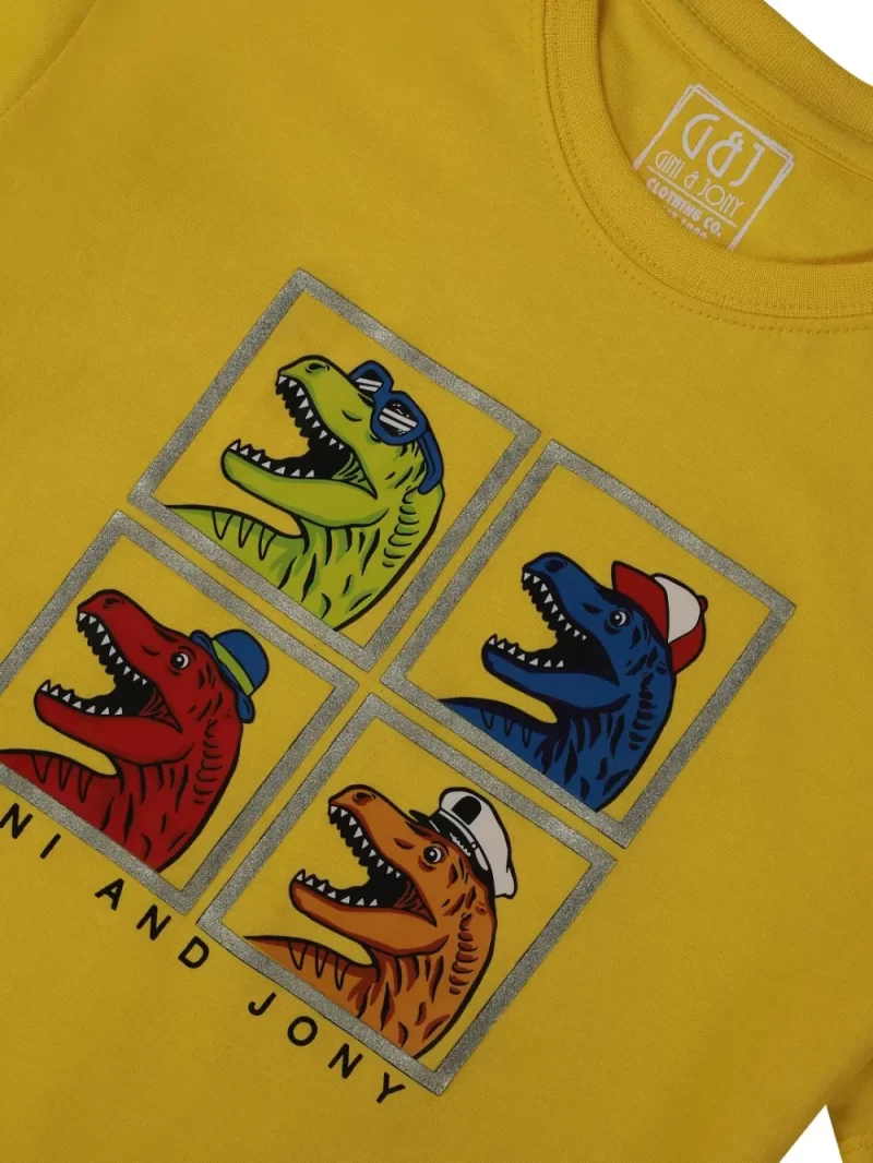 Gini And Jony Boys Yellow Graphic Print Cotton T-Shirt Half Sleeves