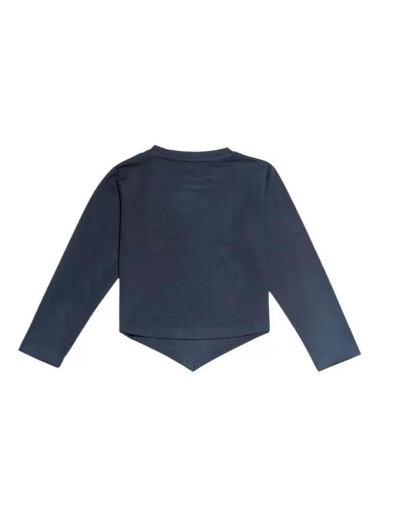 Gini And Jony Girls Teal Logo Cotton Knits Top Full Sleeves 9-10 Years