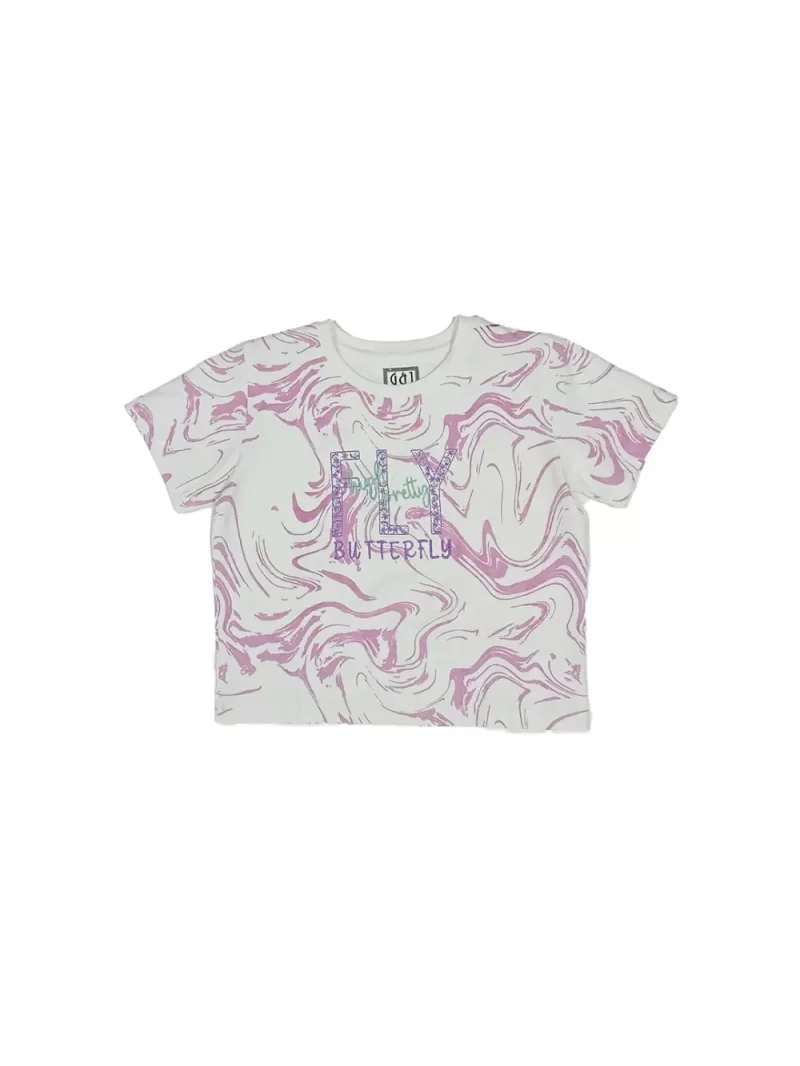 Gini And Jony Girls Pink Embroidery Cotton Knits Top Half Sleeves 9-10 Years