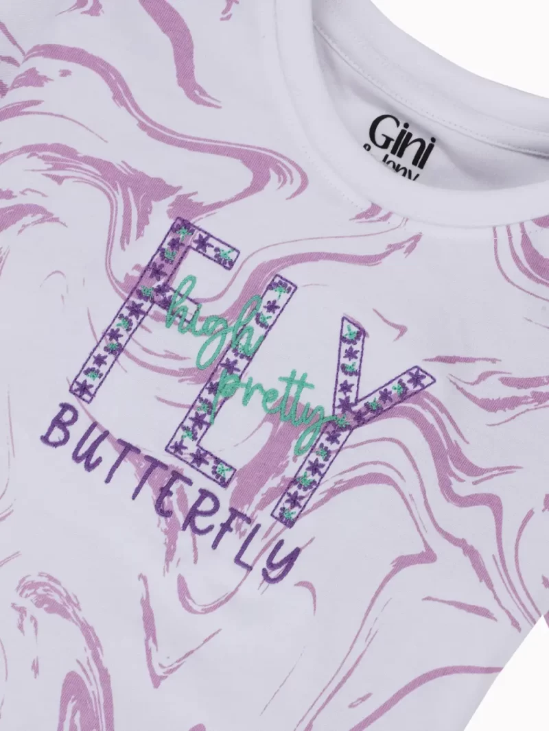 Gini And Jony Girls Pink Embroidery Cotton Knits Top Half Sleeves 9-10 Years