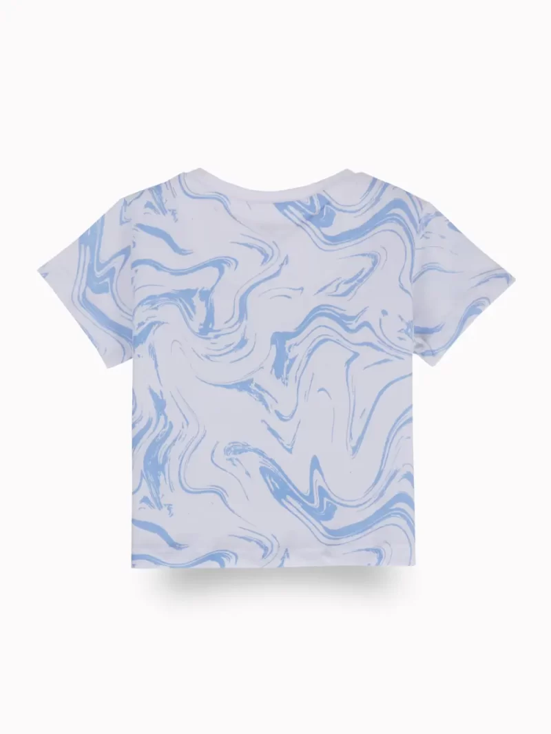 Gini And Jony Girls Blue Embroidery Cotton Knits Top Half Sleeves 9-10 Years