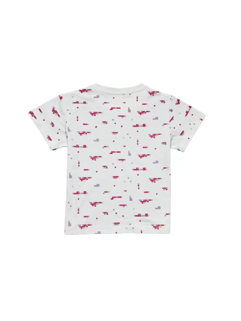 Gini And Jony Girls White Pixel Print Cotton Knits Top Half Sleeves 9-10 Years