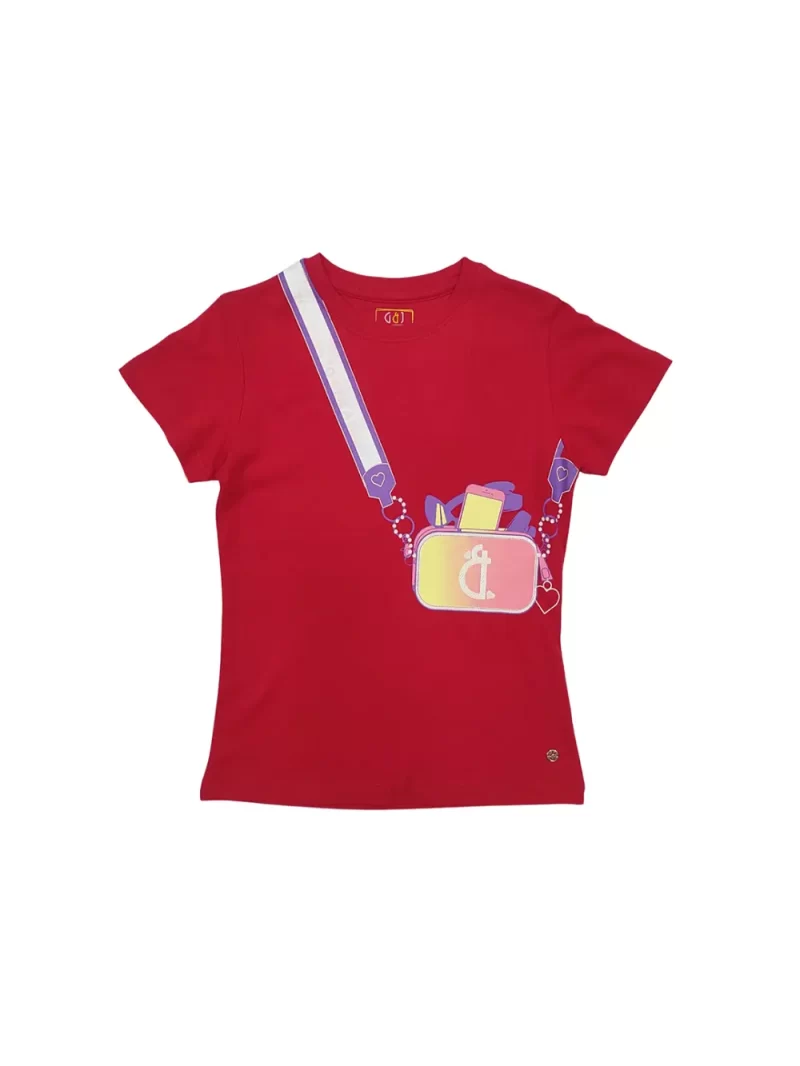 Gini And Jony Girls Red Graphic Print Cotton Knits Top Half Sleeves 11-12 Years