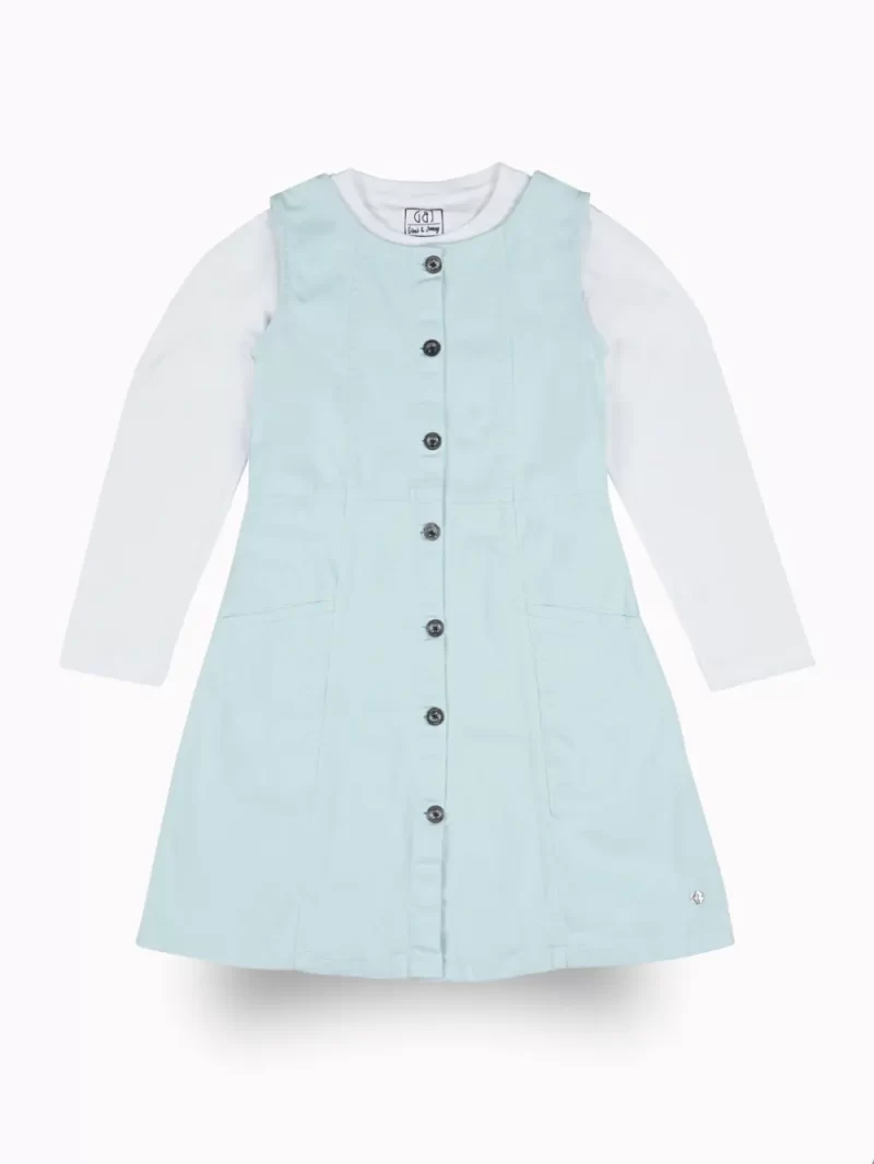Gini And Jony Girls Blue Solid Cotton Dungree Full Sleeves