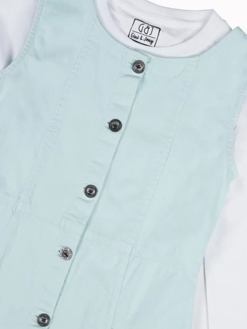 Gini And Jony Girls Blue Solid Cotton Dungree Full Sleeves