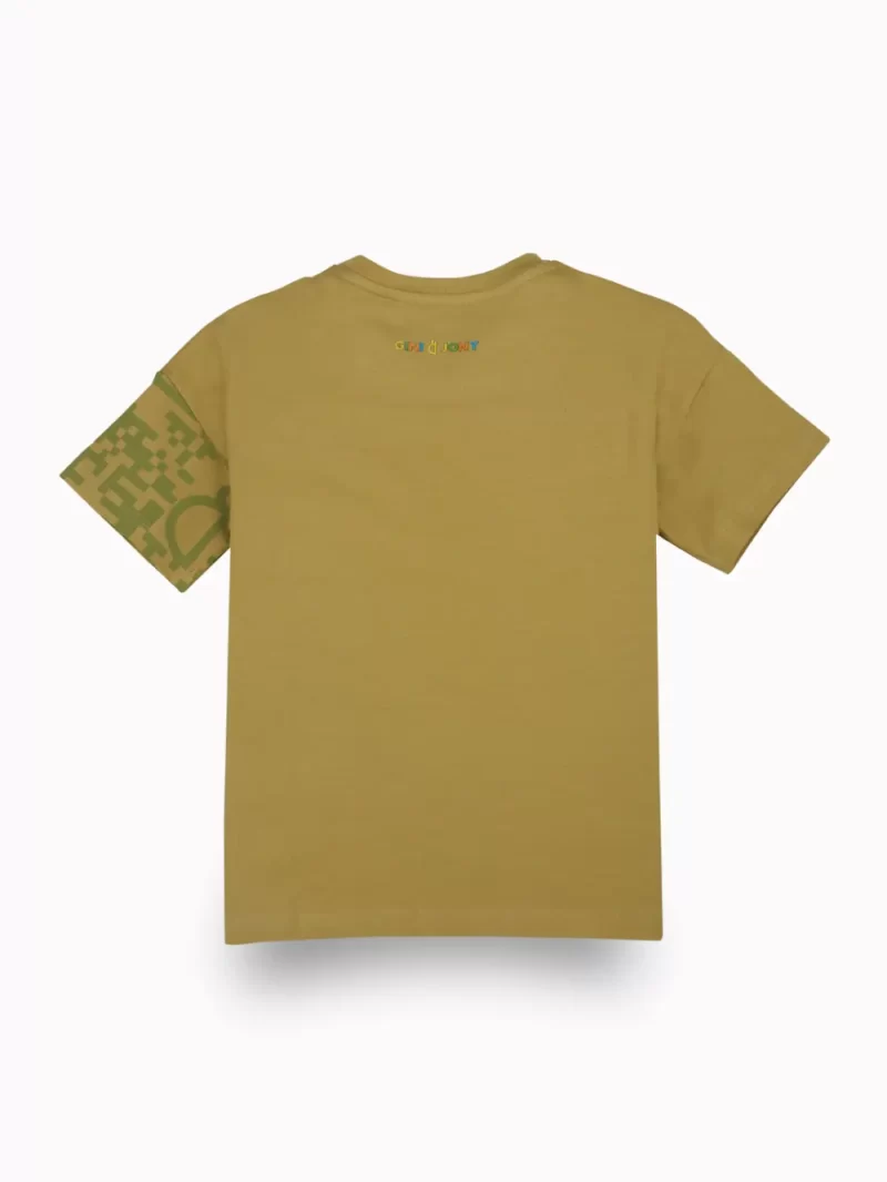Gini And Jony Boys Olive Graphic Print Cotton T-Shirt Half Sleeves