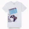 Gini And Jony Boys White Graphic Print Cotton T-Shirt Half Sleeves