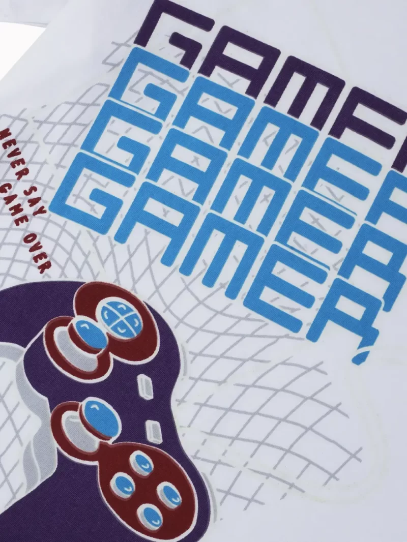 Gini And Jony Boys White Graphic Print Cotton T-Shirt Half Sleeves