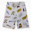 Gini And Jony Boys White Conversational Print Cotton Bermuda Elasticated