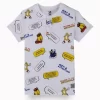 Gini And Jony Boys White Conversational Print Cotton T-Shirt Half Sleeves