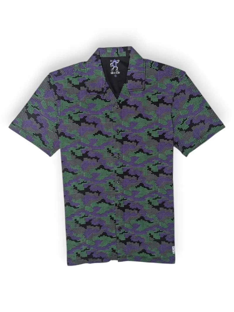 Gini And Jony Boys Black Camouflage Cotton Shirt Half Sleeves