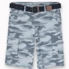 Gini And Jony Boys Blue Camouflage Cotton Bermuda Fixed Waist