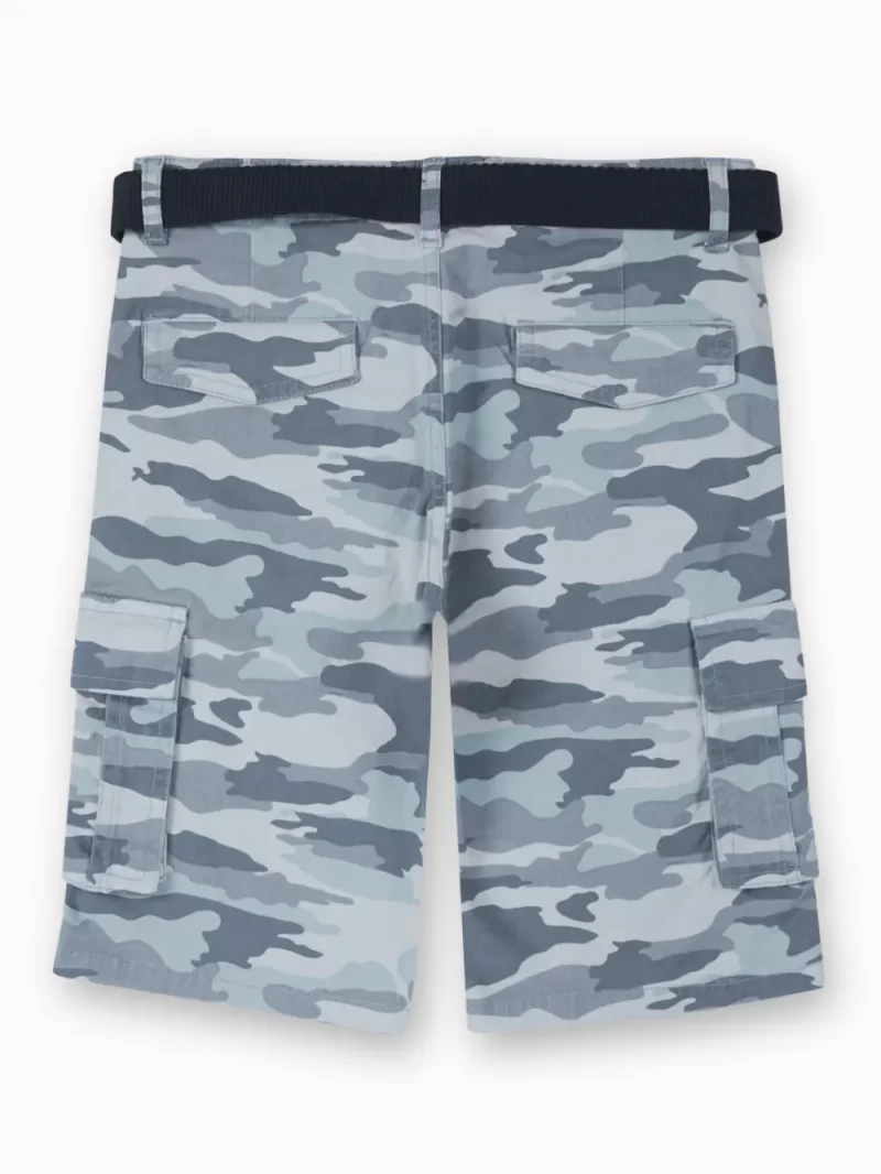 Gini And Jony Boys Blue Camouflage Cotton Bermuda Fixed Waist