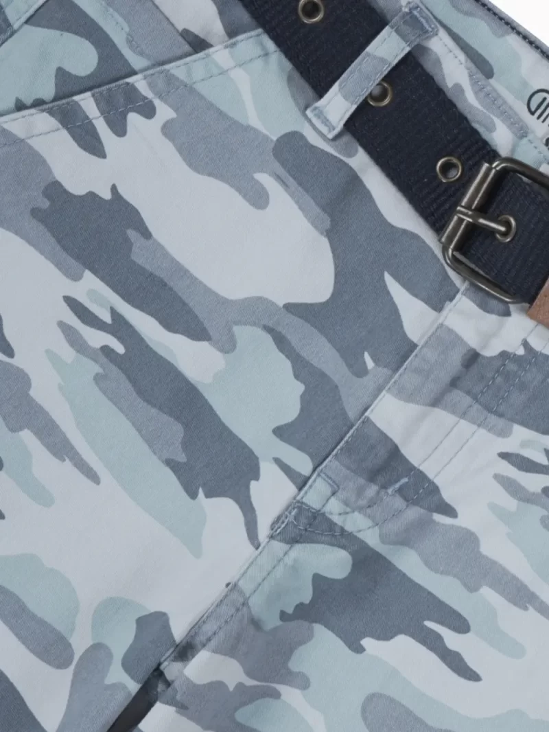 Gini And Jony Boys Blue Camouflage Cotton Bermuda Fixed Waist