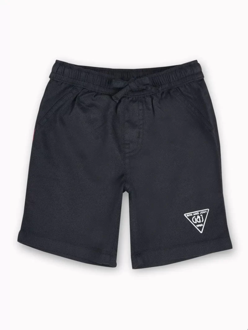 Gini And Jony Boys Black Solid Cotton Bermuda Elasticated