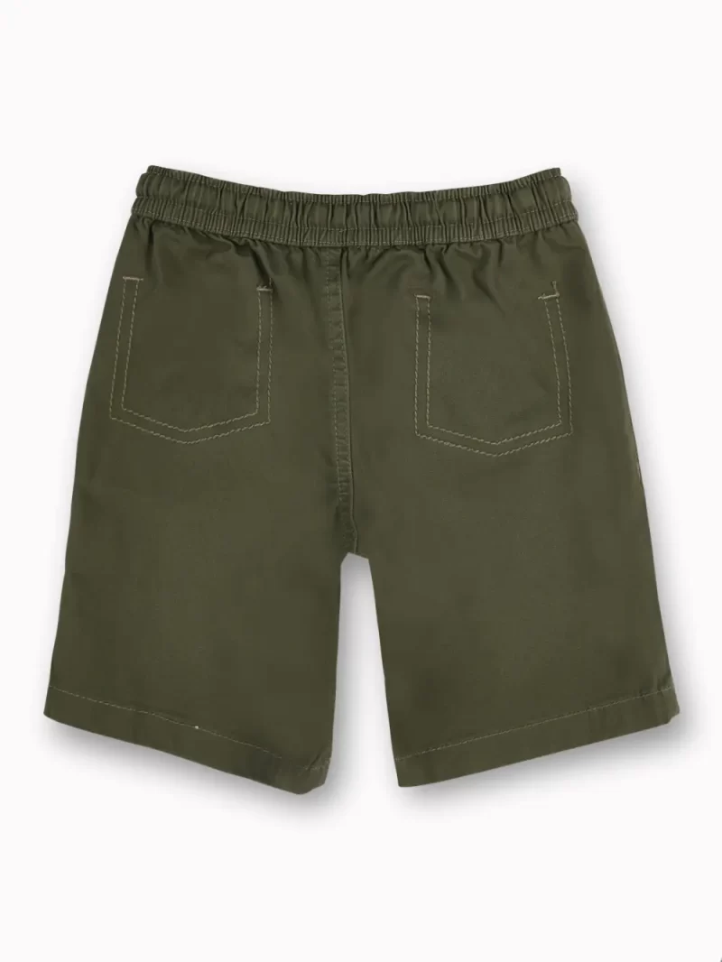 Gini And Jony Boys Olive Solid Cotton Bermuda Elasticated