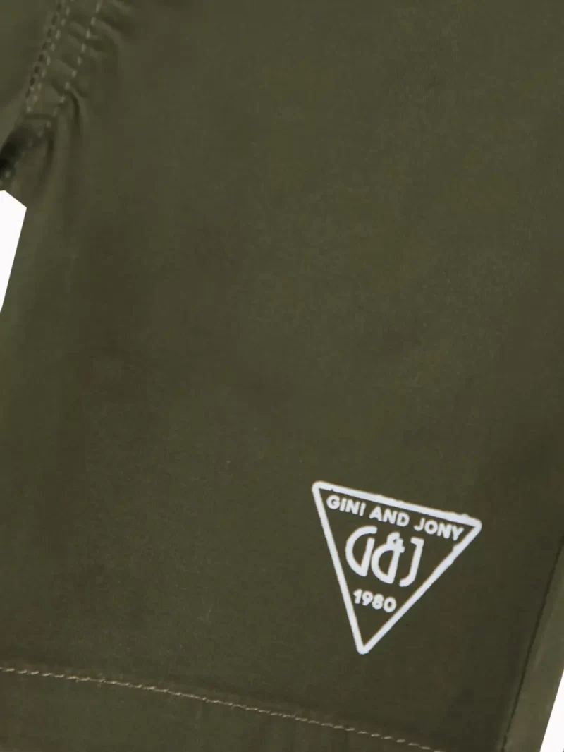 Gini And Jony Boys Olive Solid Cotton Bermuda Elasticated