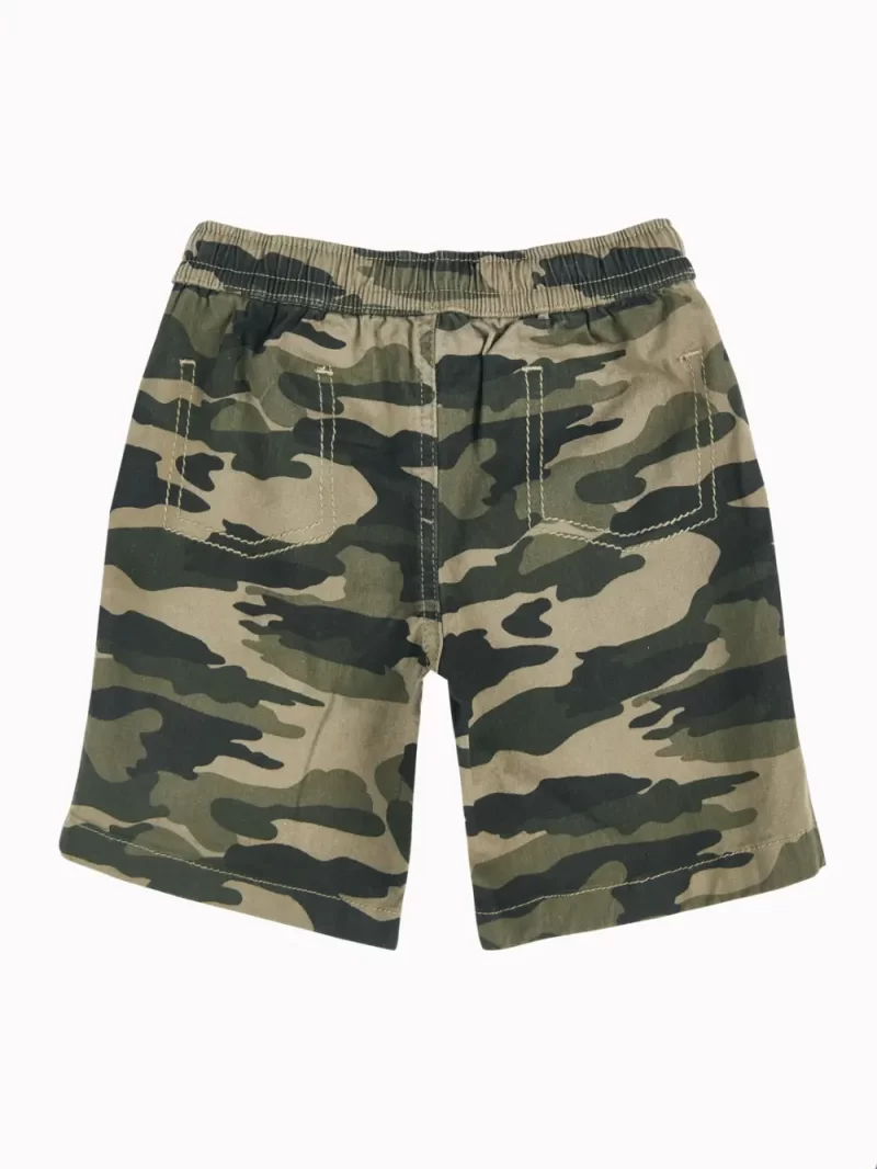Gini And Jony Boys Olive Camouflage Cotton Bermuda Elasticated