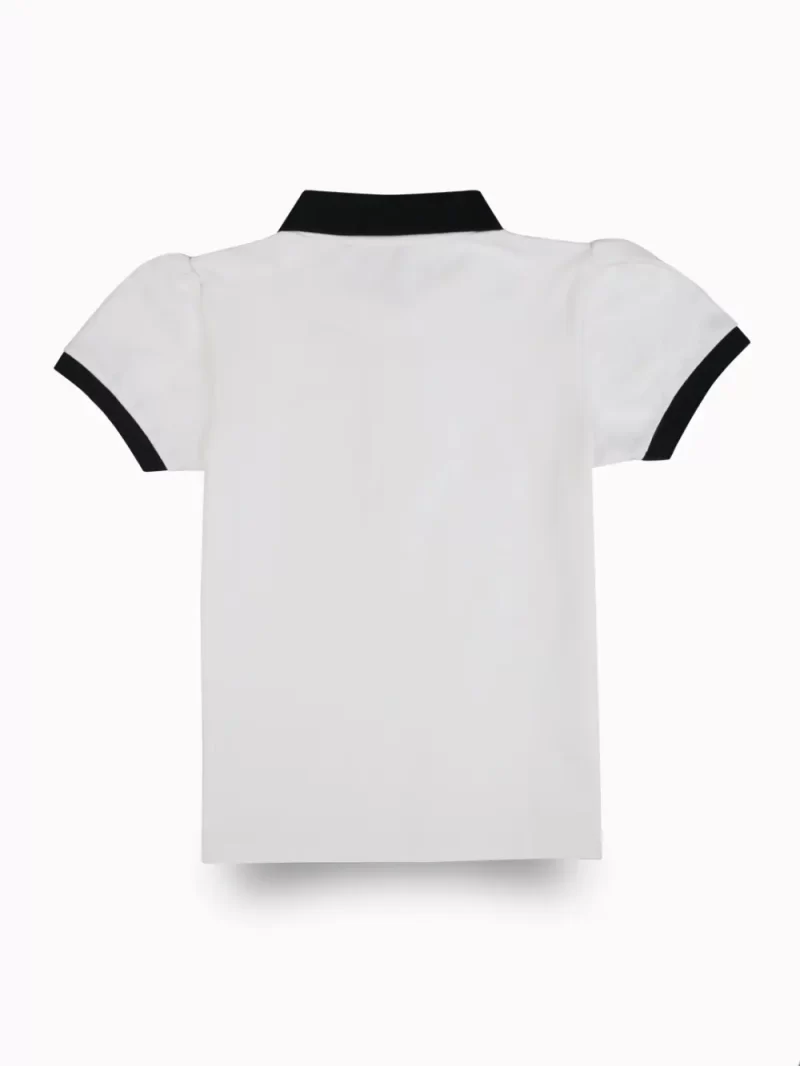 Gini And Jony Girls White Color Block Cotton Knits Top Half Sleeves 9-10 Years