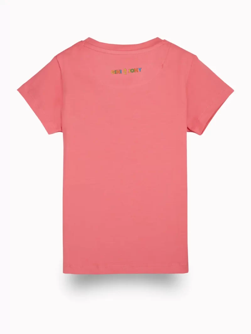 Gini And Jony Girls Pink Digital Print Cotton Knits Top Half Sleeves 9-10 Years