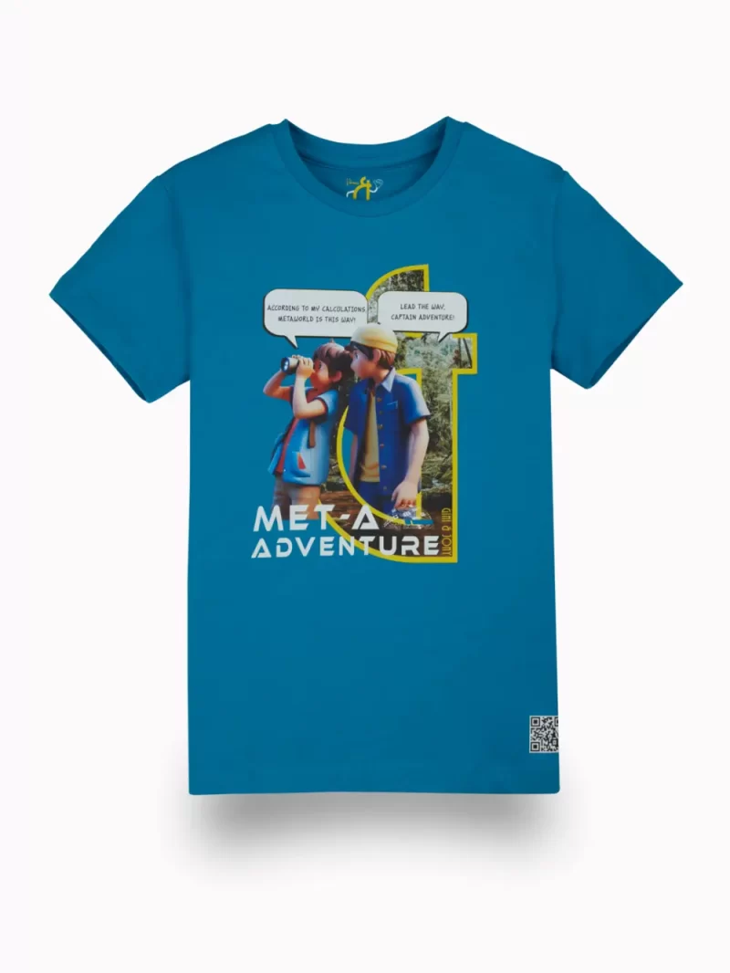 Gini And Jony Boys Blue Digital Print Cotton T-Shirt Half Sleeves