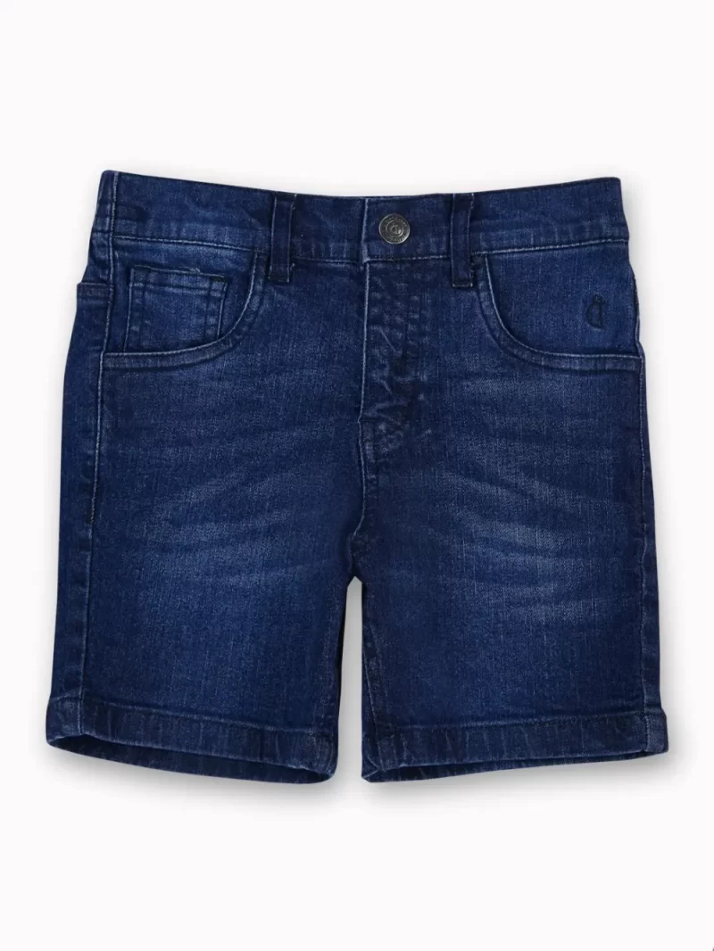 Gini And Jony Boys Dark Blue Washed Denim Bermuda Elasticated