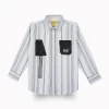 Gini And Jony Boys White Stripes Cotton Shirt Full Sleeves