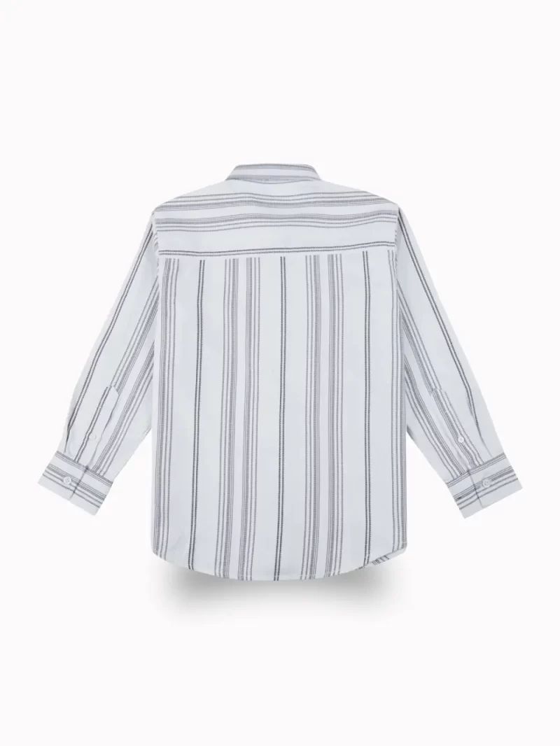 Gini And Jony Boys White Stripes Cotton Shirt Full Sleeves