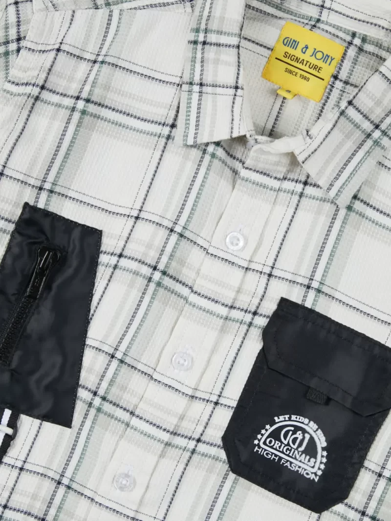 Gini And Jony Boys White Checks Cotton Shirt Full Sleeves
