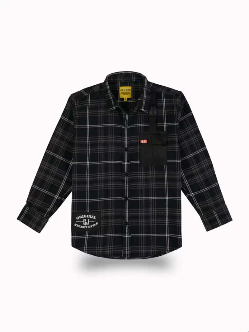 Gini And Jony Boys Black Checks Cotton Shirt Full Sleeves