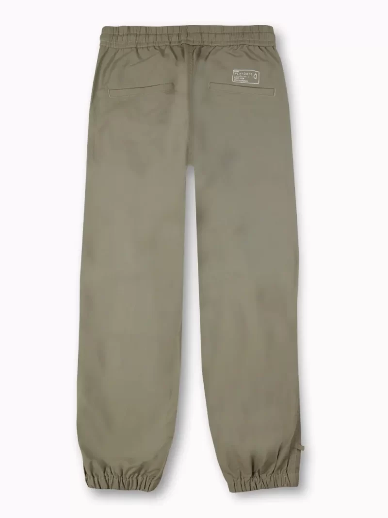 Gini And Jony Boys Olive Typographic Print Cotton Trouser Elasticated