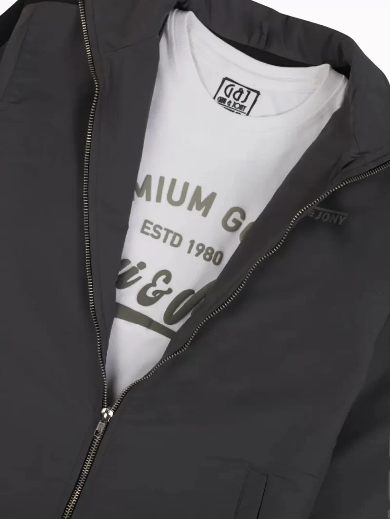 Gini And Jony Girls Grey Typographic Print Taffeta Woven Jacket Full Sleeves 9-10 Years