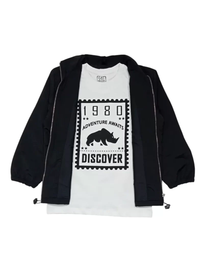 Gini And Jony Girls Black Graphic Print Taffeta Woven Jacket Full Sleeves 9-10 Years