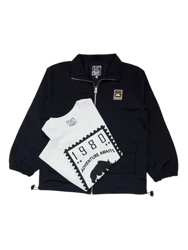 Gini And Jony Girls Black Graphic Print Taffeta Woven Jacket Full Sleeves 9-10 Years