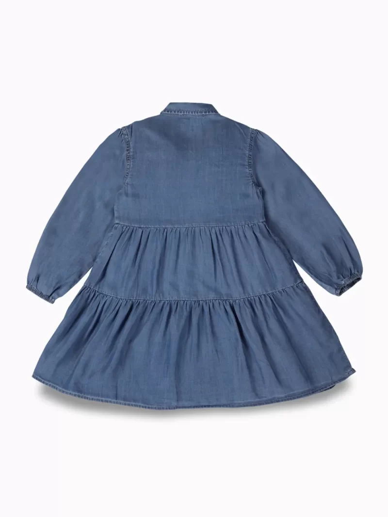 Gini And Jony Girls Blue Solid Denim Dress Full Sleeves
