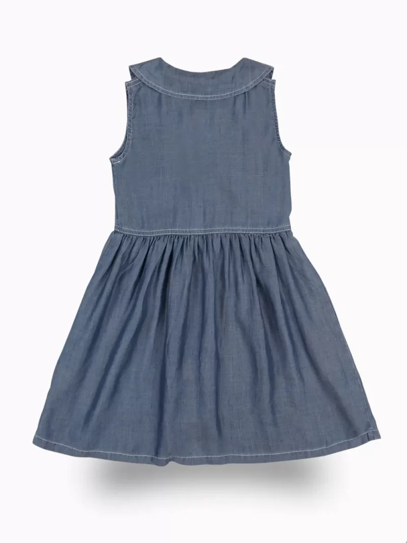 Gini And Jony Girls Blue Solid Denim Dress Sleeveless