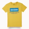 Gini And Jony Boys Yellow Typographic Print Cotton T-Shirt Half Sleeves