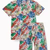 Gini And Jony Boys Multicolor Tropical Print Cotton Co-Ordinate Half Sleeves