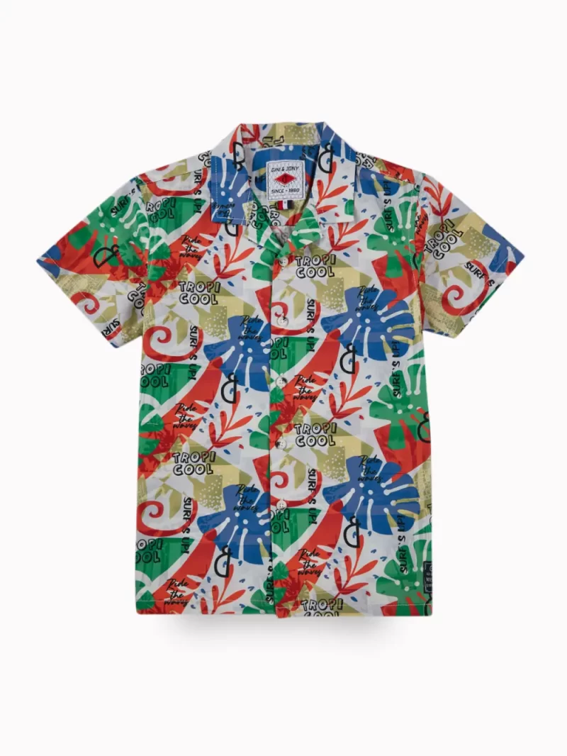 Gini And Jony Boys Multicolor Tropical Print Cotton Co-Ordinate Half Sleeves