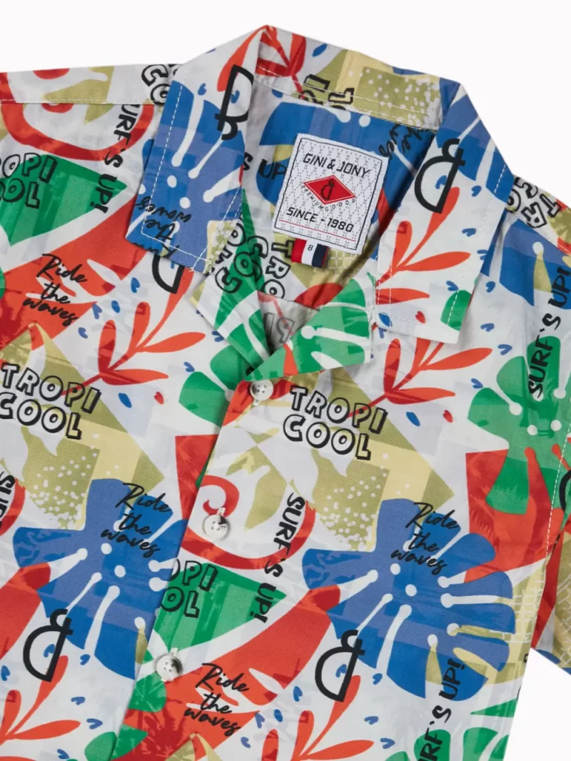 Gini And Jony Boys Multicolor Tropical Print Cotton Co-Ordinate Half Sleeves