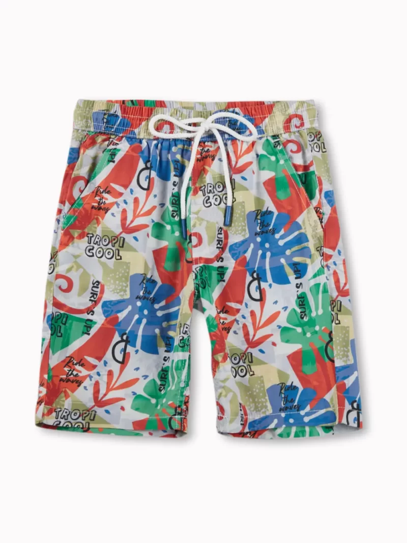 Gini And Jony Boys Multicolor Tropical Print Cotton Co-Ordinate Half Sleeves