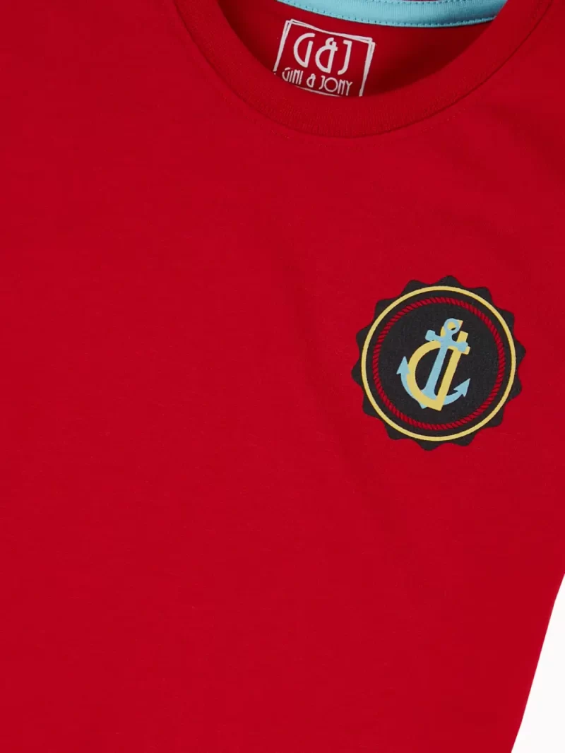Gini And Jony Boys Red Graphic Print Cotton T-Shirt Half Sleeves