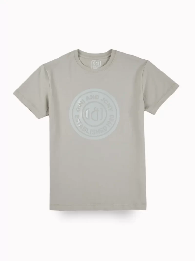 Gini And Jony Boys Grey Typographic Print Cotton T-Shirt Half Sleeves